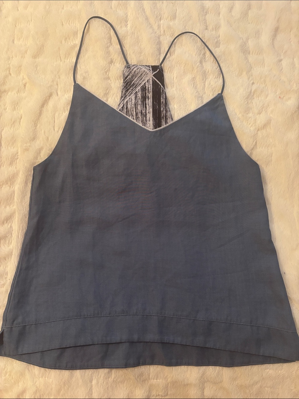 Lululemon Blue Gray Racerback Tank Top Black White Print